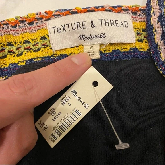 NWT Madewell Texture & Thread Tie-Shoulder Tank Top In Rainbow Crochet Size S - Picture 6 of 7